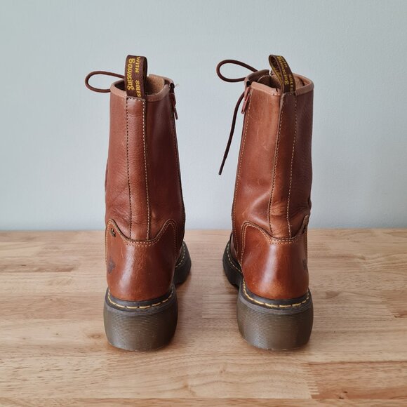 Dr Martens Miranda Lace Up Cognac Brown Combat Boots Vintage Y2K Leather US 10 - Picture 3 of 9